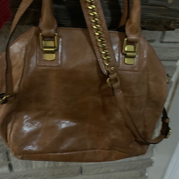 Elliott Lucca calf skin light tan cross over bag. Faro city satchel bag. - Picture 5 of 8